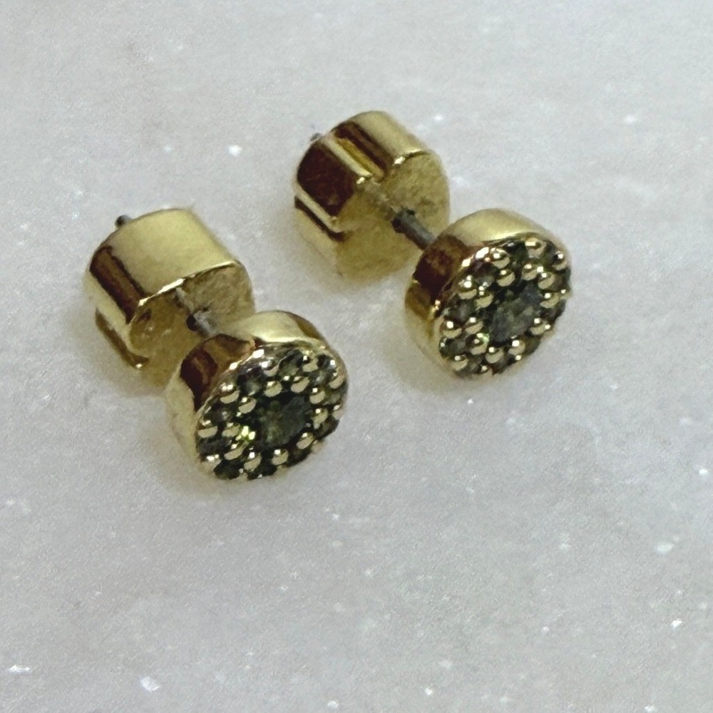 Kate Spade Gold Chartreuse Green Pave Crystal Stud Earrings OS